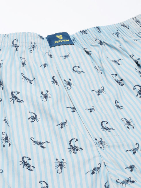 Blue Printed Pure Cotton Boxer